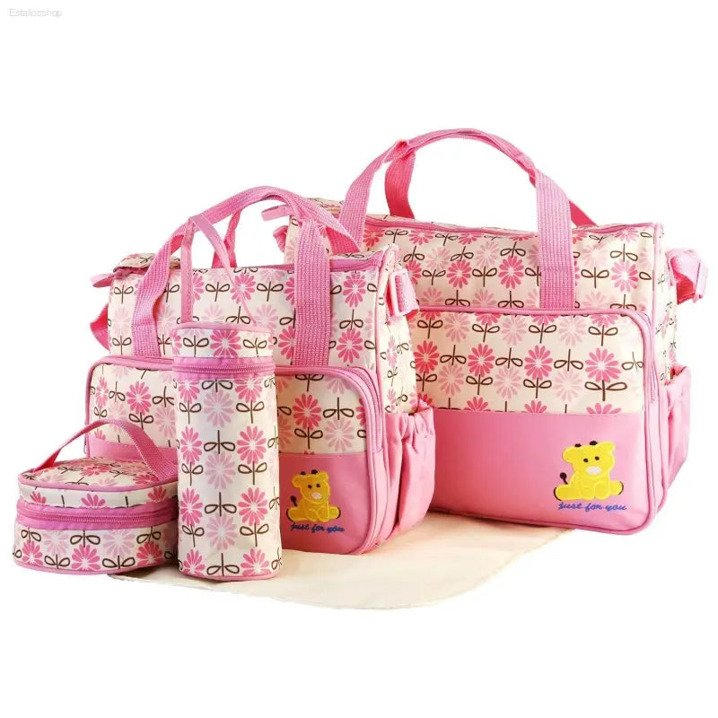 5 Piece Baby Diaper Bag Set with Insulated Pockets - Estalios