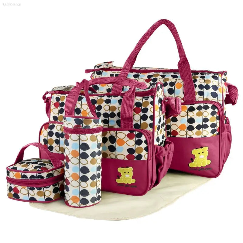 5 Piece Baby Diaper Bag Set with Insulated Pockets - Estalios