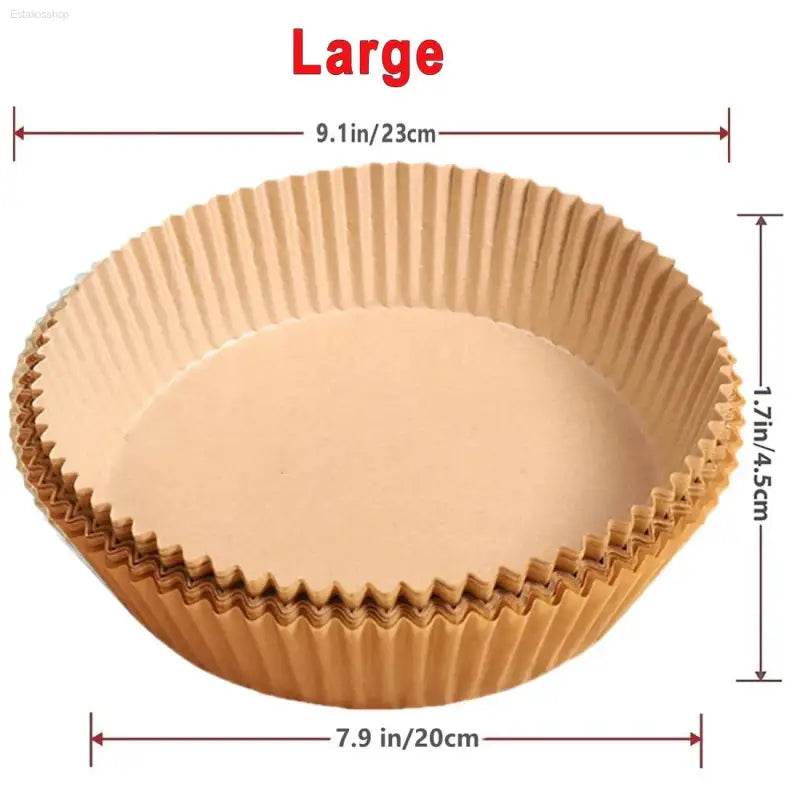 Round, fluted, disposable paper baking liners.