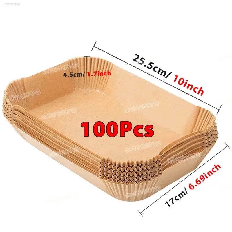 Rectangular brown paper baking liners.