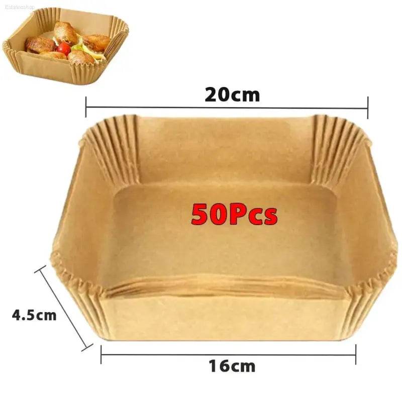 Square, brown, disposable food container.