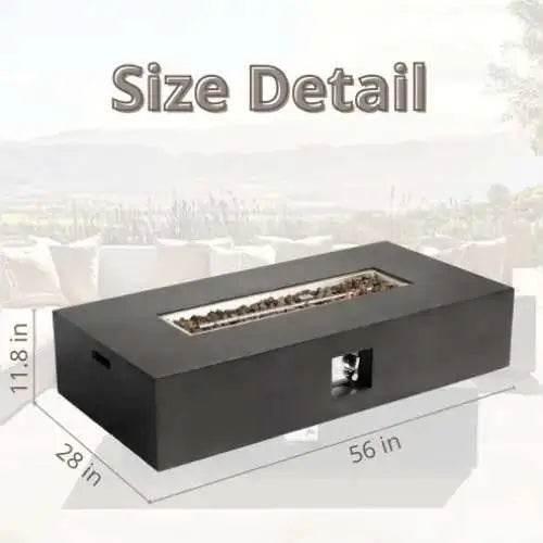 50000 BTU Large Rectangular Stone Gas Fire Pit With Lava Canopy - Estalios