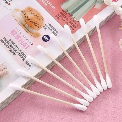 Double head wood cotton swabs perfect for nose cleaning in a pack of 500pcs