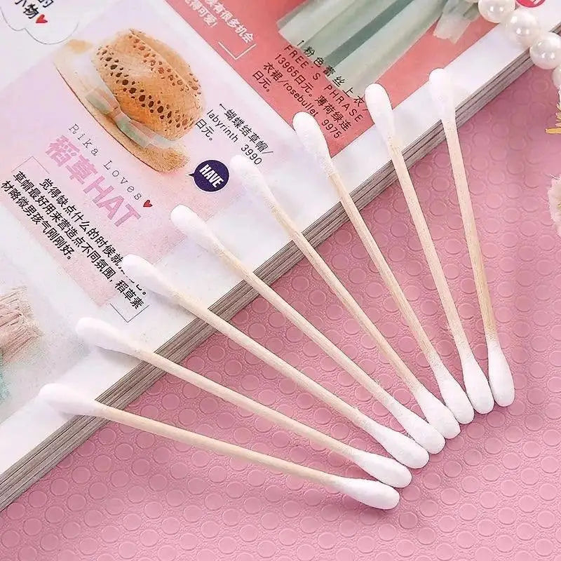 500pcs Double Head Wood Cotton Swabs perfect for cleaning and crafting needs