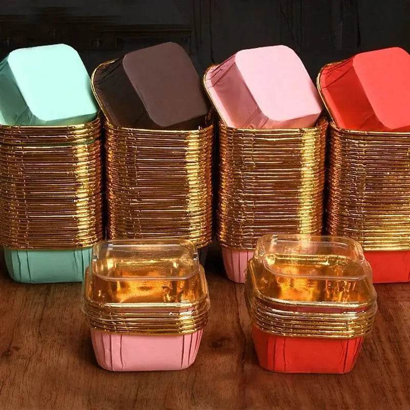 Colorful square baking cups.