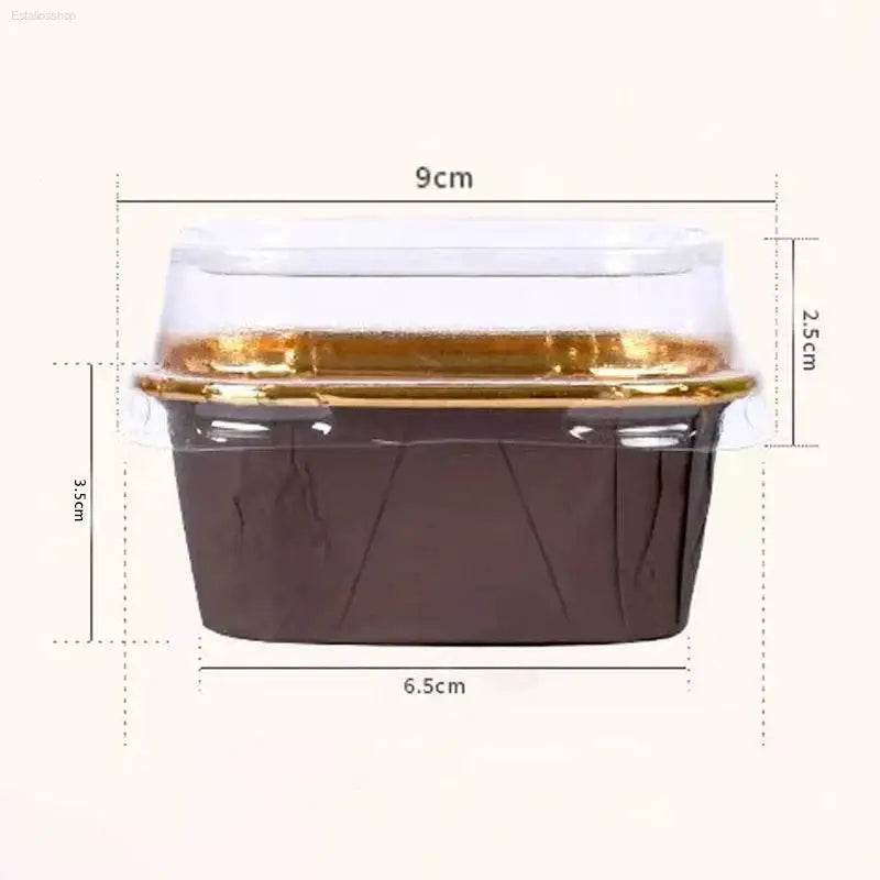Brown cupcake container with clear lid.