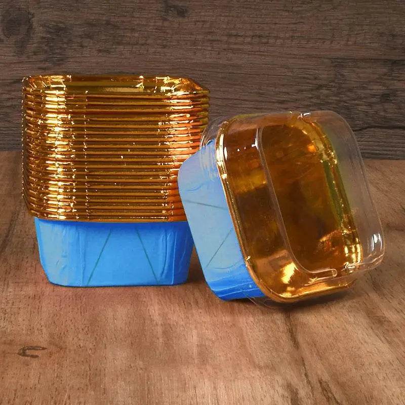 Gold foil food containers.