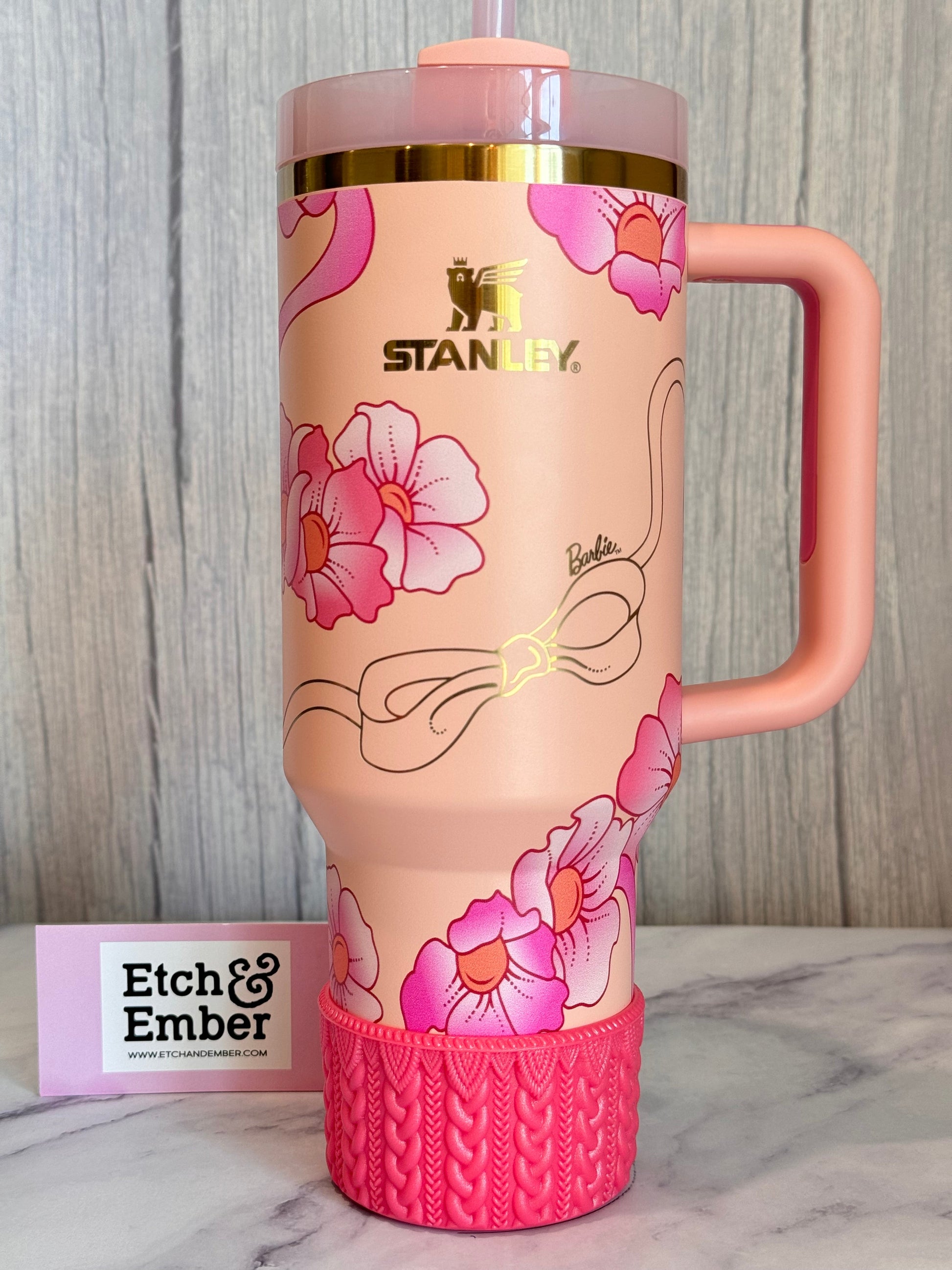 PINK QUARTZ MACRAME Tumbler Boot -fits 20-40oz