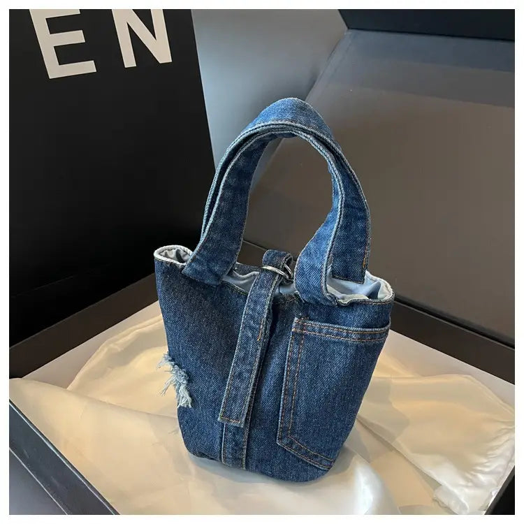 Lady’s Fashion Denim Portable Bucket Bag