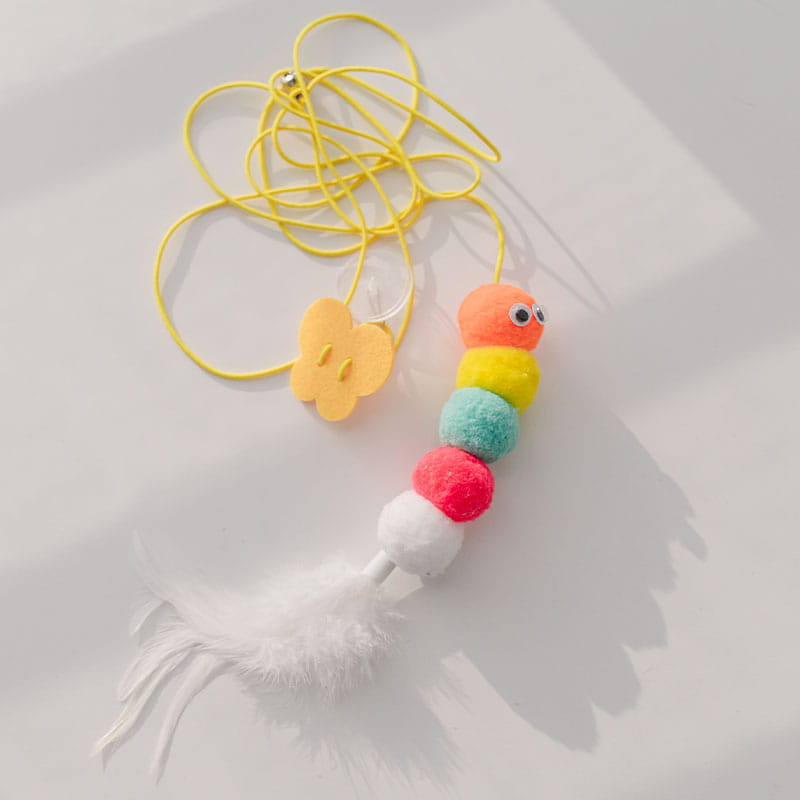 Optimize product title: Interactive Self-Heating Cat Toy with Telescopic Rope Simulated Caterpillar Design Hanging