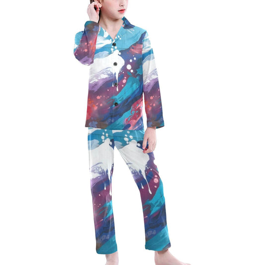 Big Girls' V-Neck Long Pajama Set for Comfortable Sleepwear - Estalios
