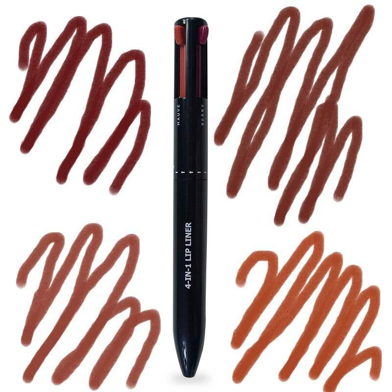 4 In 1 Makeup Pen With 4 Color Lip Liner And Lipstick - Estalios