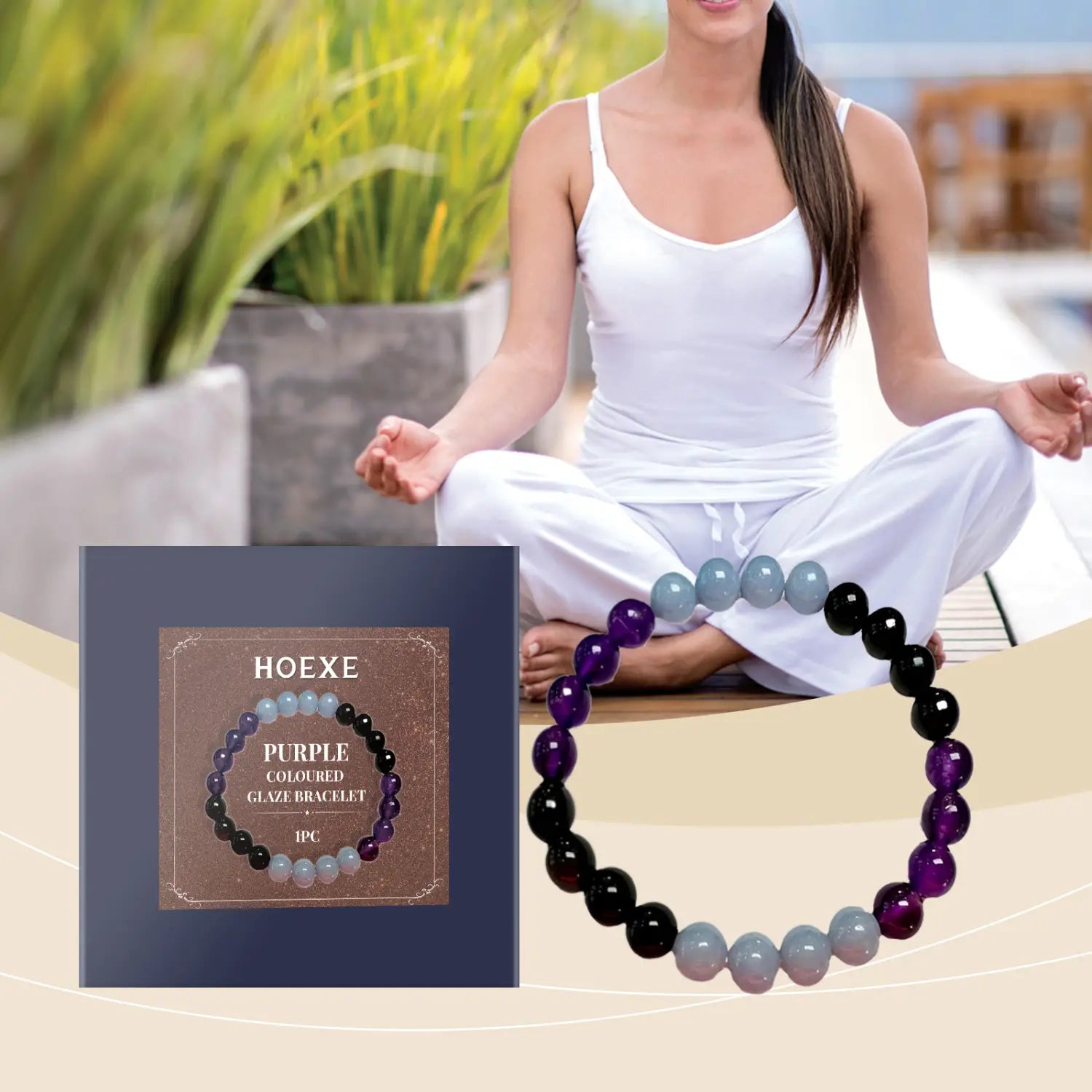Premium Purple Glass Detox Bracelet for Wellness and Toxin Reduction
