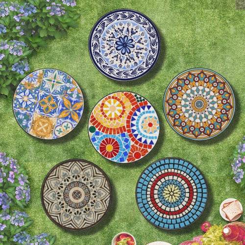 Colorful Patio Side Table with Ceramic Tile Top - Estalios