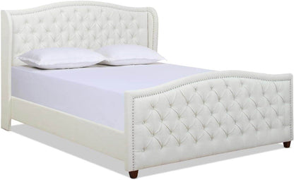 Marcella Upholstered Shelter Headboard Bed Set, Queen Size - Estalios