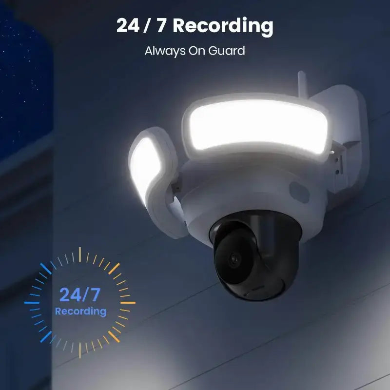 5MP UHD WiFi Floodlight Camera Outdoor 360° View Color Night Vision Wireless Security Camera PIR Detection 2-way Audio