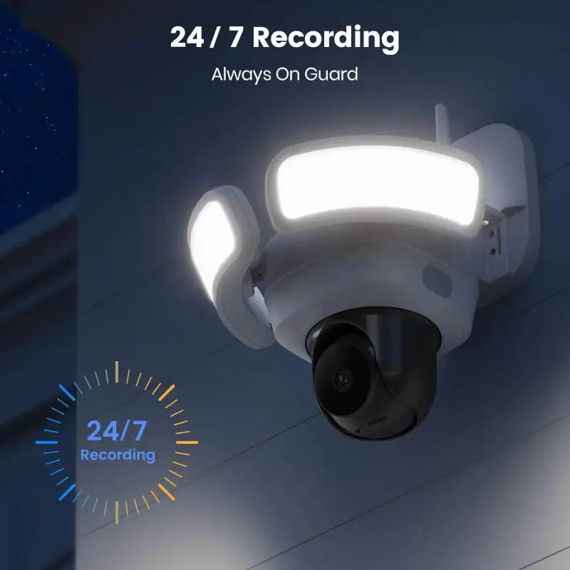 5MP UHD WiFi Floodlight Camera Outdoor 360° View Color Night Vision Wireless Security Camera PIR Detection 2-way Audio - Estalios