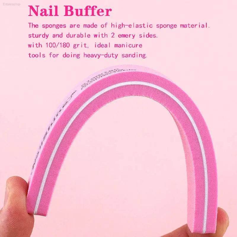 5Pcs/10Pcs Nail Sponge File 100/180 Grit Double Sided Buffer - Estalios