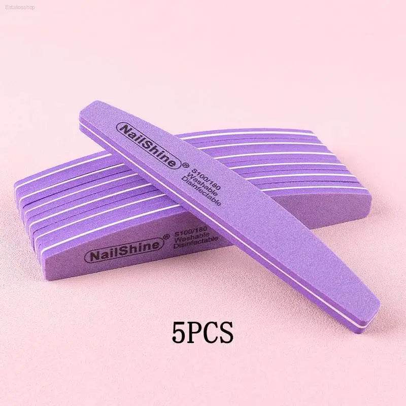 5Pcs/10Pcs Nail Sponge File 100/180 Grit Double Sided Buffer - Estalios
