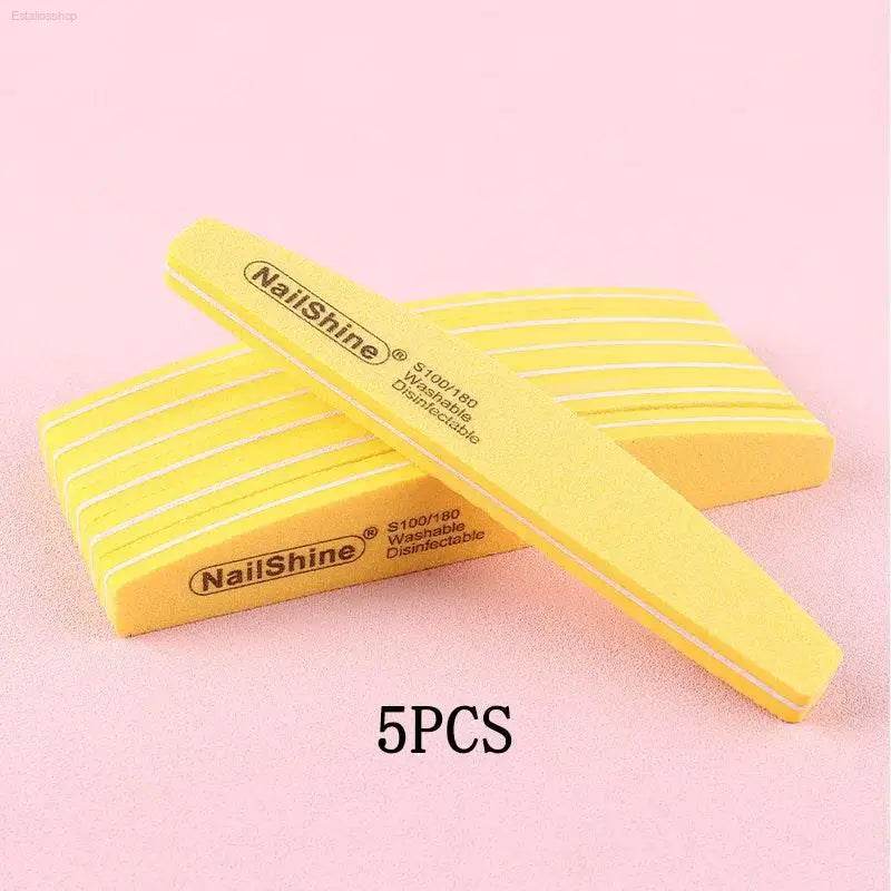 5Pcs/10Pcs Nail Sponge File 100/180 Grit Double Sided Buffer - Estalios
