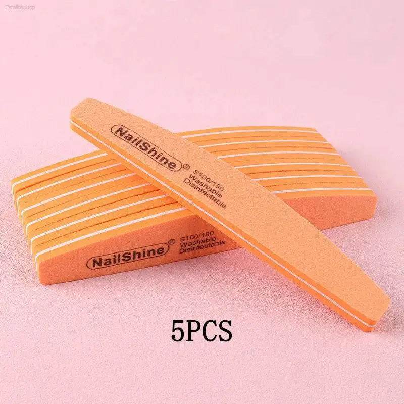 5Pcs/10Pcs Nail Sponge File 100/180 Grit Double Sided Buffer - Estalios