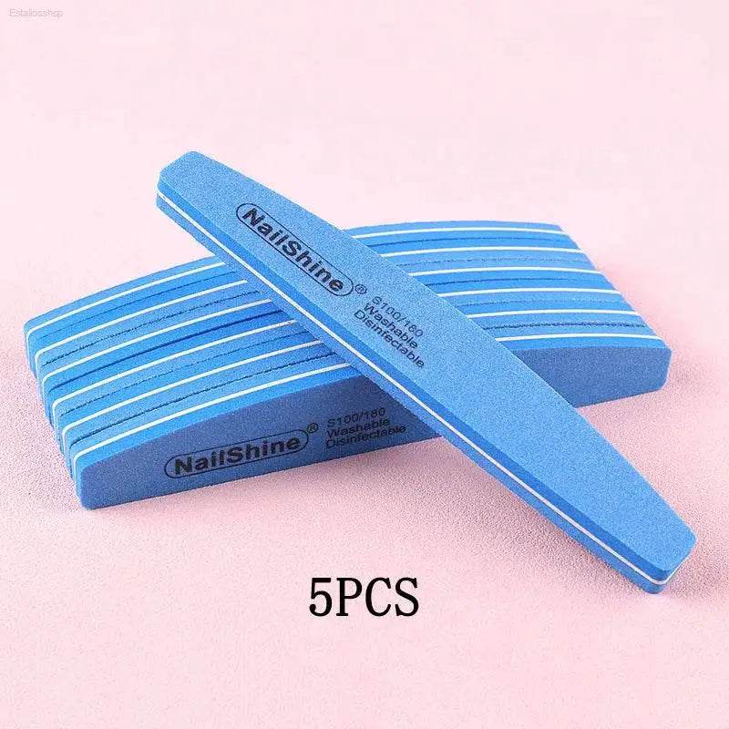 5Pcs/10Pcs Nail Sponge File 100/180 Grit Double Sided Buffer - Estalios