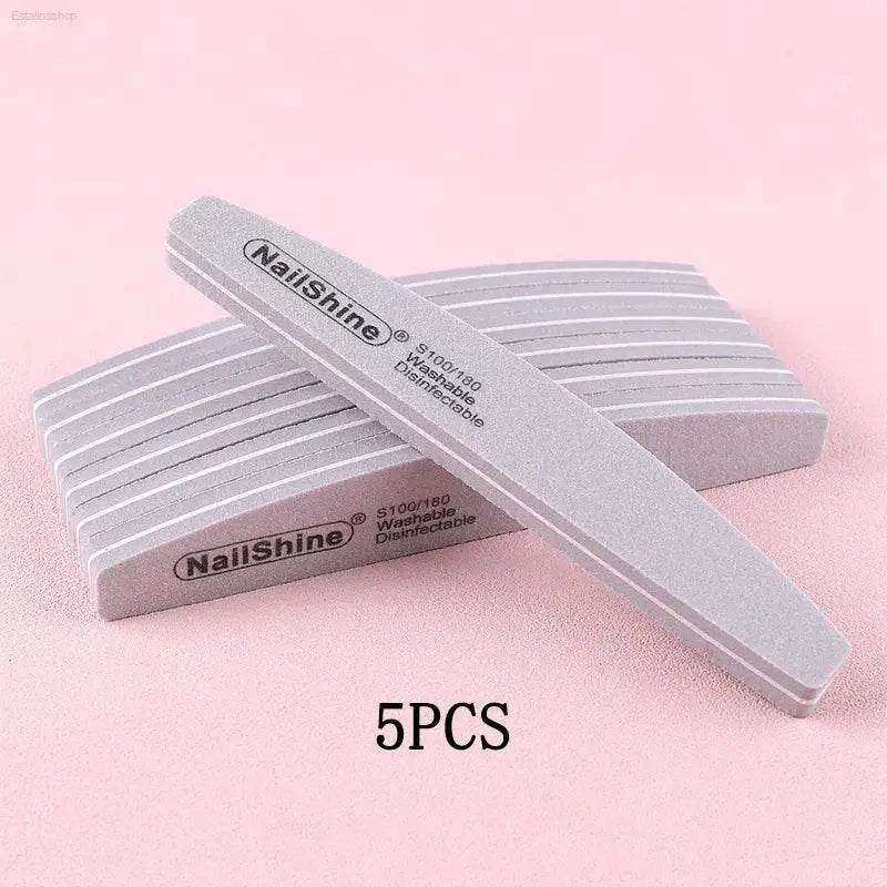 5Pcs/10Pcs Nail Sponge File 100/180 Grit Double Sided Buffer - Estalios