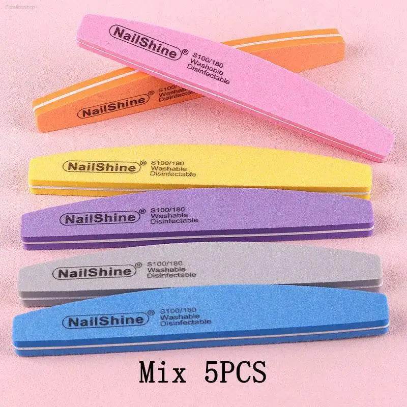 5Pcs/10Pcs Nail Sponge File 100/180 Grit Double Sided Buffer - Estalios