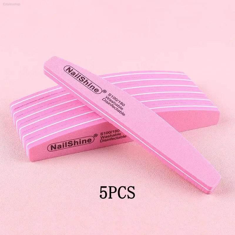 5Pcs/10Pcs Nail Sponge File 100/180 Grit Double Sided Buffer - Estalios