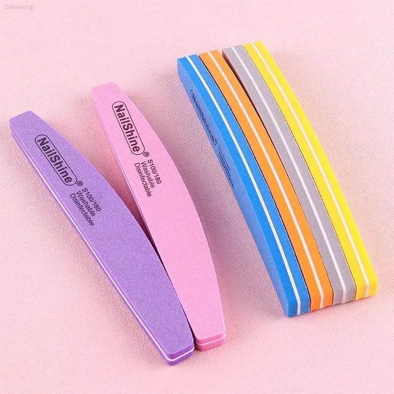5Pcs/10Pcs Nail Sponge File 100/180 Grit Double Sided Buffer - Estalios