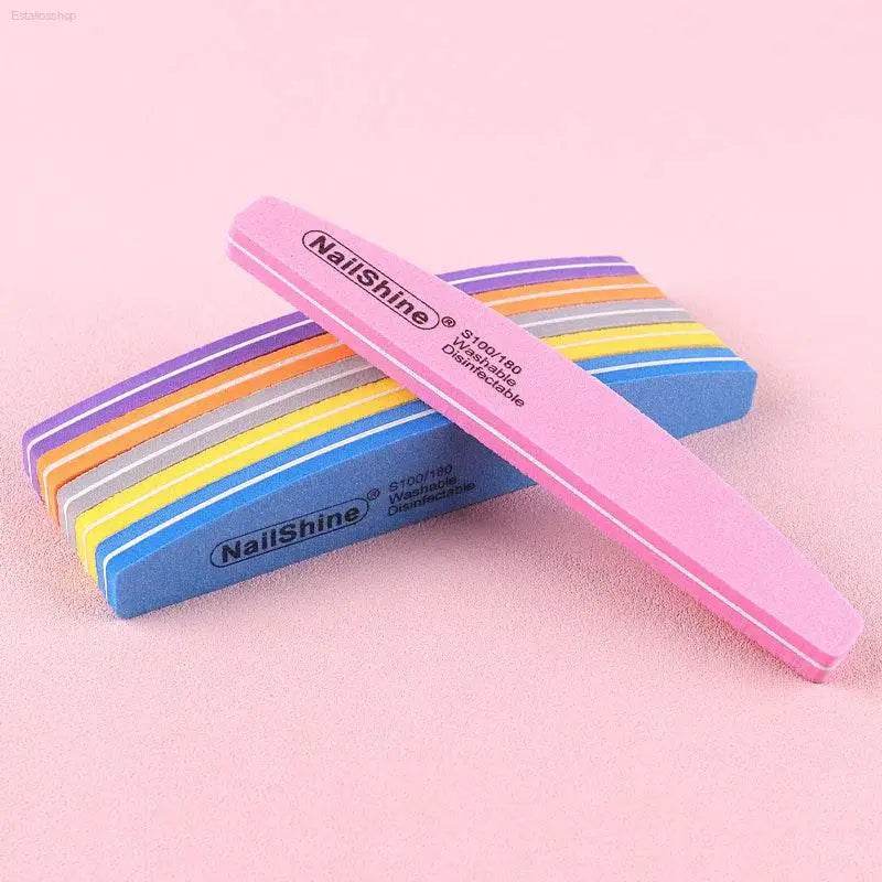 5Pcs/10Pcs Nail Sponge File 100/180 Grit Double Sided Buffer - Estalios