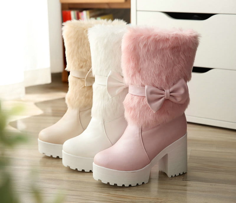 Women’s Thick Heel Snow Sweet Bow Boots