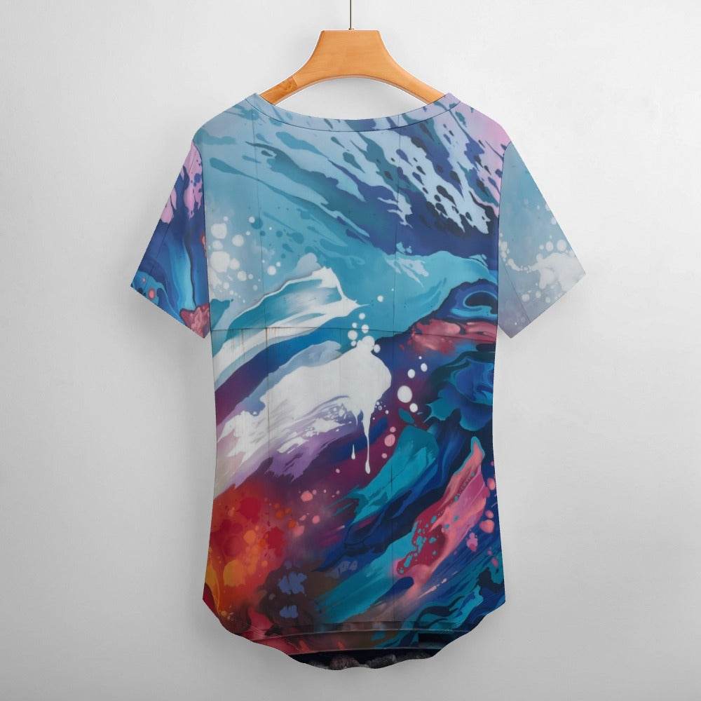 Ice Silk New V Neck Short-sleeve Women Shirt for All Seasons - Estalios