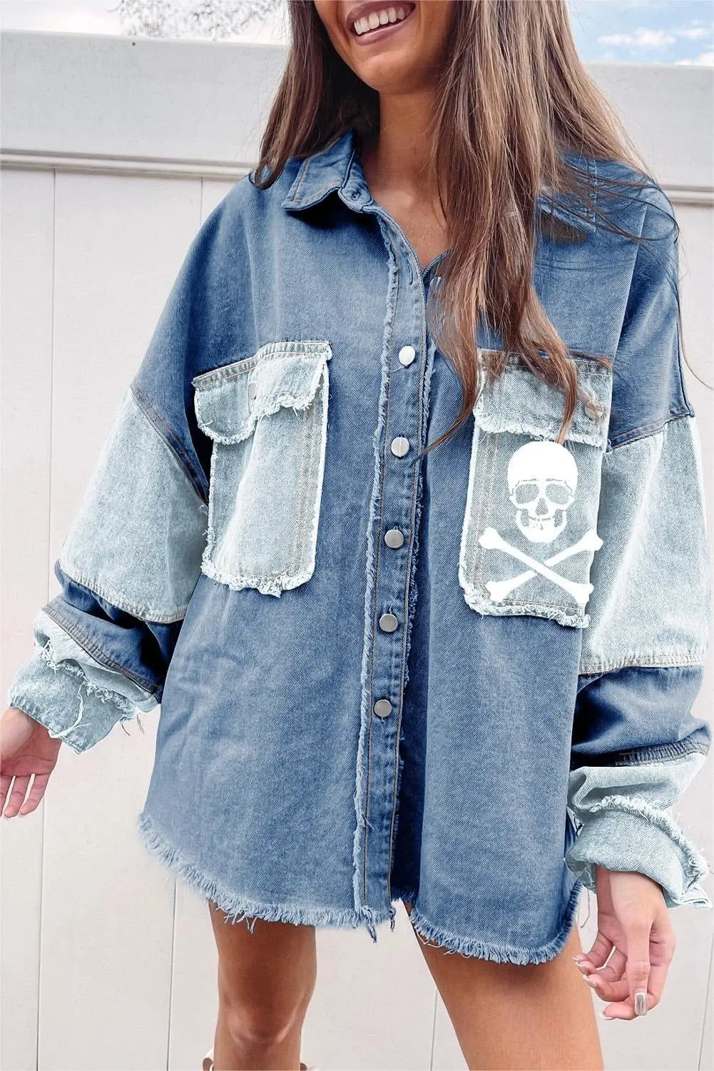 Women’s Halloween Color Block Denim Coat