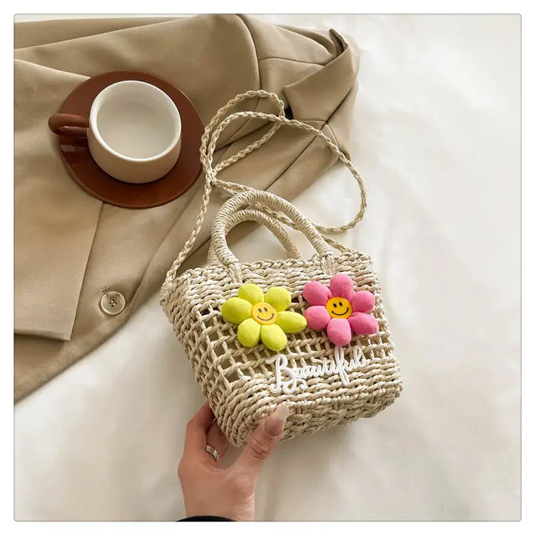 Summer Woven Bag Versatile Handheld Crossbody Hollow Beach Bag