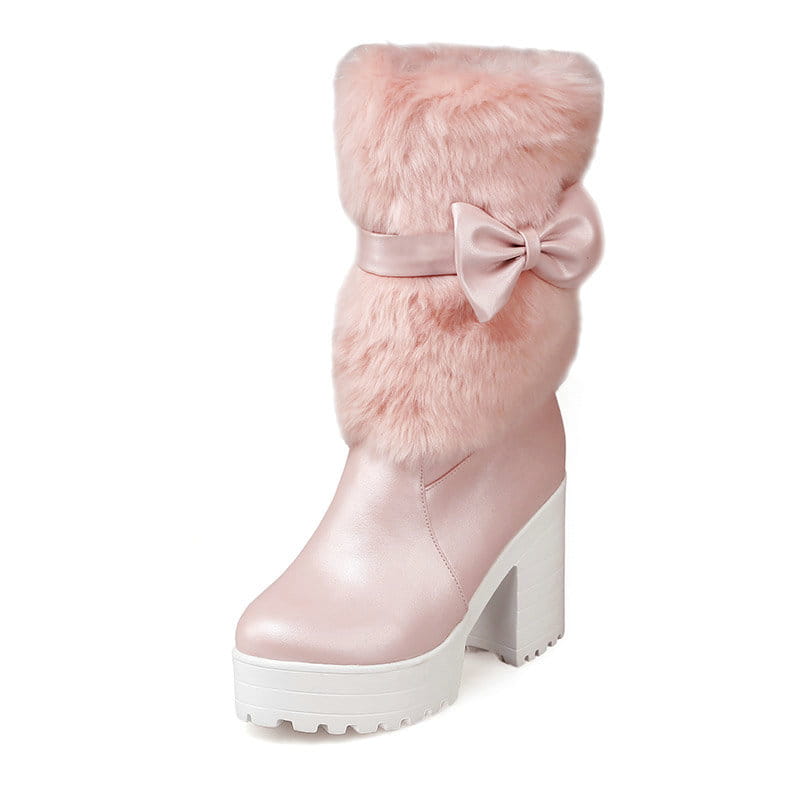 Women’s Thick Heel Snow Sweet Bow Boots