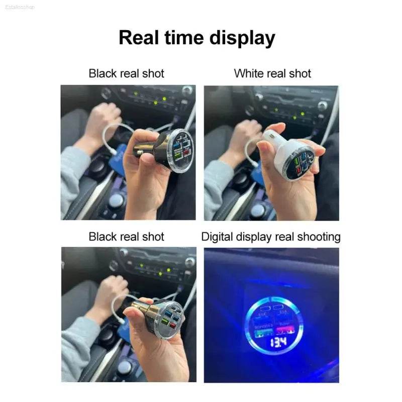 Car charger with digital display.