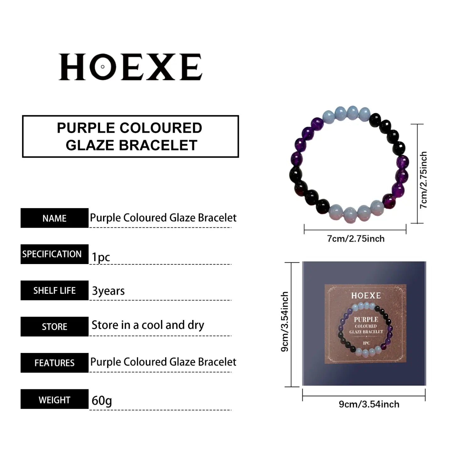 Premium Purple Glass Detox Bracelet for Wellness and Toxin Reduction