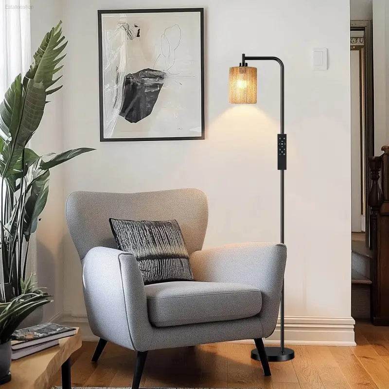 Illuminate your World: Boho Arc Lamp with Remote Control Led Bulb! Introducing the Adjustable Color Temperature Floor Lamp, the Perfect Lighting Solution to Transform any Room Into - Estalios
