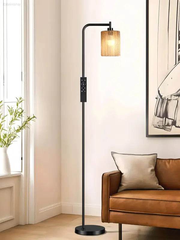 Illuminate your World: Boho Arc Lamp with Remote Control Led Bulb! Introducing the Adjustable Color Temperature Floor Lamp, the Perfect Lighting Solution to Transform any Room Into - Estalios