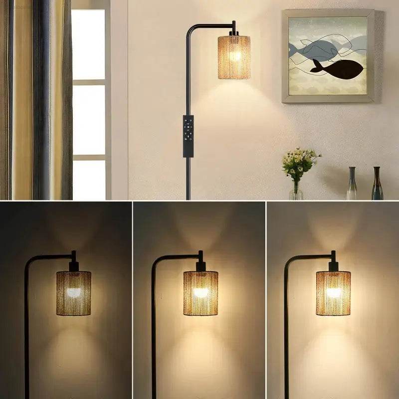 Illuminate your World: Boho Arc Lamp with Remote Control Led Bulb! Introducing the Adjustable Color Temperature Floor Lamp, the Perfect Lighting Solution to Transform any Room Into - Estalios
