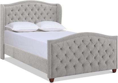 Marcella Upholstered Shelter Headboard Bed Set, Queen Size - Estalios