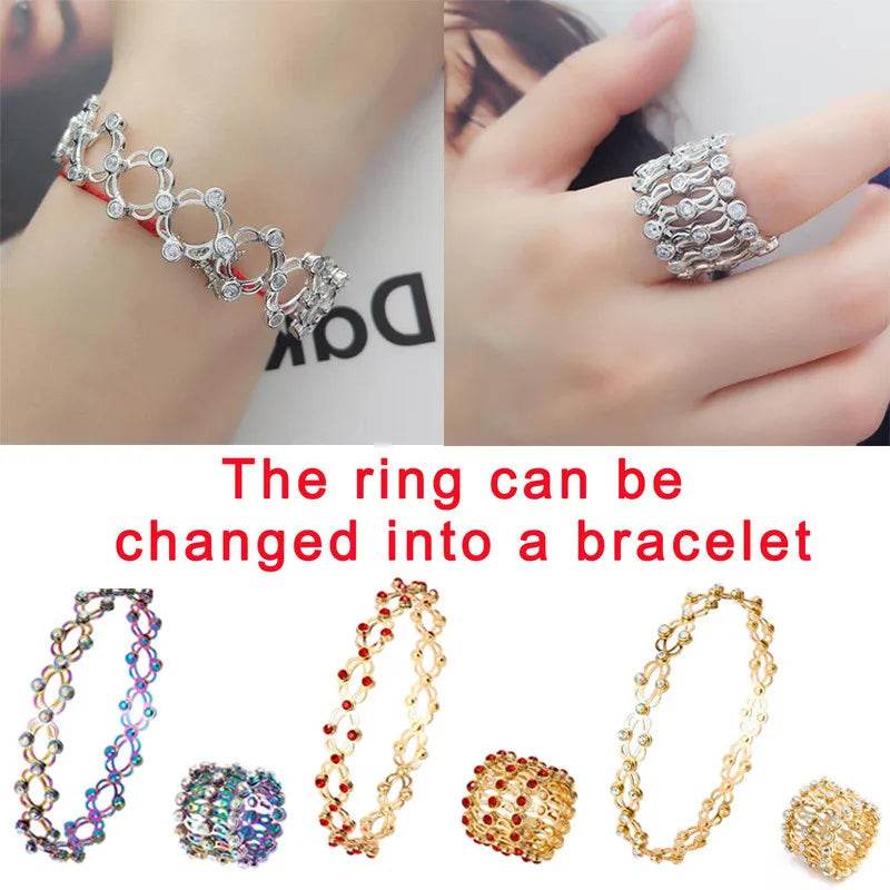 2 In 1 Creative Magic Stretchable Crystal Ring Bracelet - Estalios