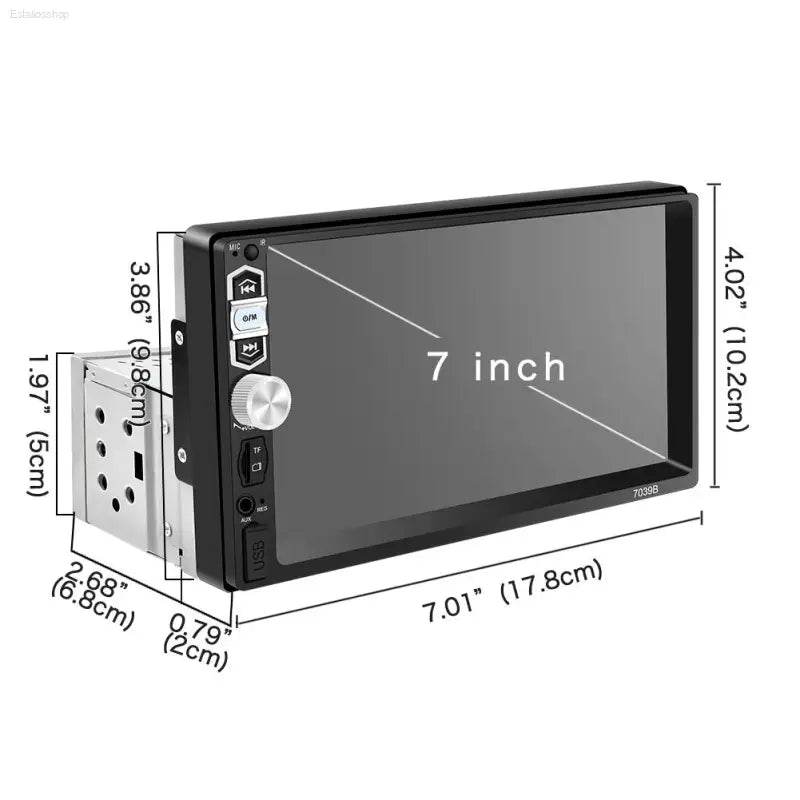 7-Inch HD Touch Screen Car Stereo with Bluetooth, FM Receiver & Reversing Camera - Universal Multimedia Player - Estalios