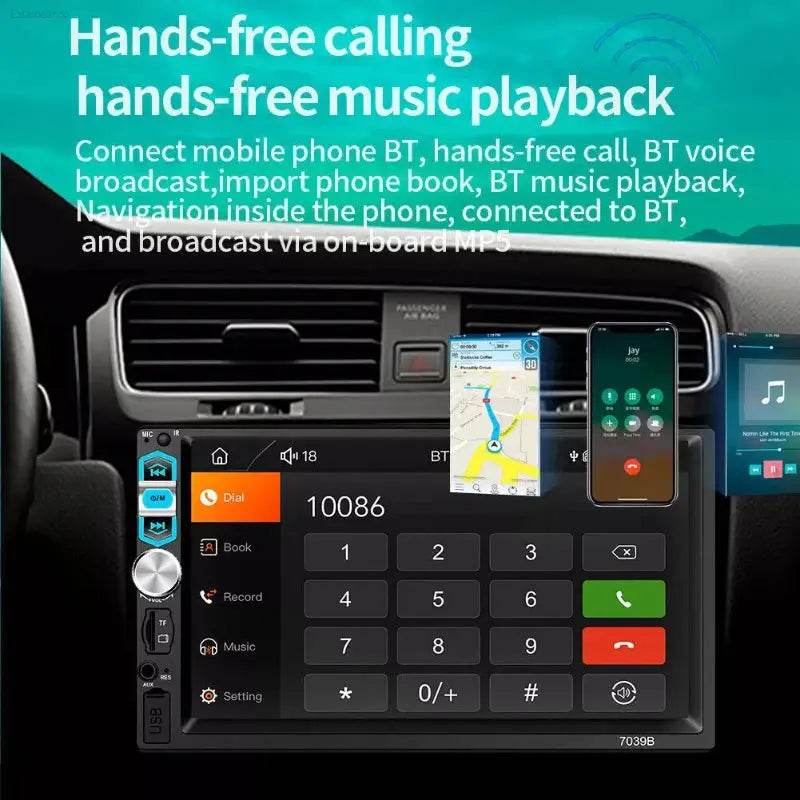 7-Inch HD Touch Screen Car Stereo with Bluetooth, FM Receiver & Reversing Camera - Universal Multimedia Player - Estalios
