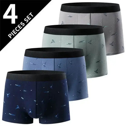 Four pairs of patterned men’s boxer briefs in US-XXXL Asia6XL for comfy style