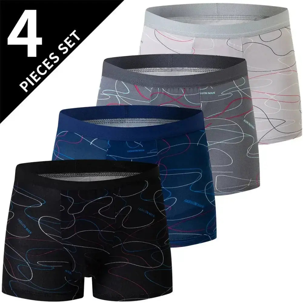 Four pairs of fun patterned men’s boxer briefs us-xxxl asia6xl for comfy style