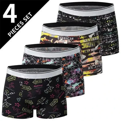 Four stylish patterned boxer briefs in the 7 Pack Letter Boxer Briefs US-XXXL Asia6XL