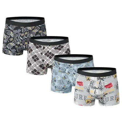 Four pairs of colorful boxer briefs from the 7 Pack Letter Boxer Briefs US-XXXL Asia6XL