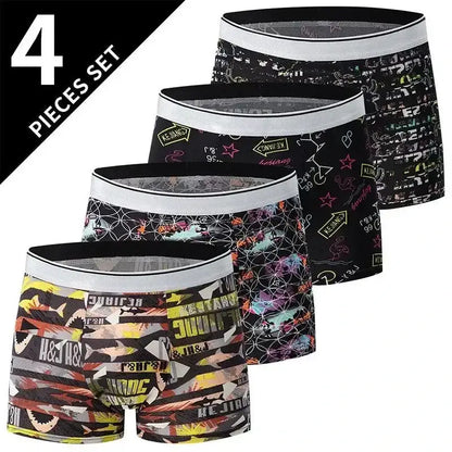 Four pairs of patterned men’s boxer briefs from the 7 Pack Letter Boxer Briefs US-XXXL Asia6XL